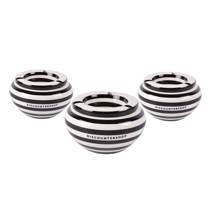 Praktische Zwarte Aardewerken Stormasbak - Sigarettenasbakken - 3 Stuks - Handig voor Thuis - 14cm x 7.5cm