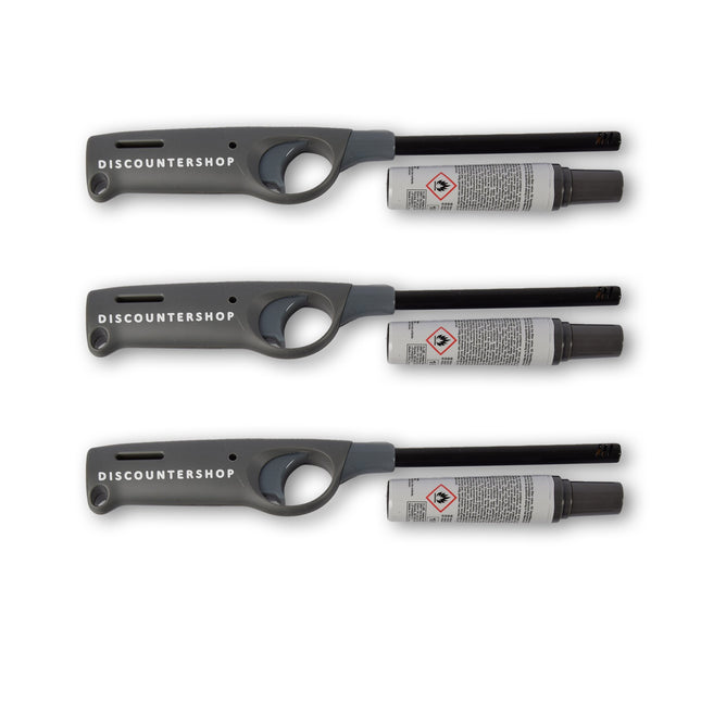 3 stuks | Aansteker | Navulbare aansteker | kunststof/metaaal | Gasaansteker | incl.navuling 18ml | bbq starter elektrisch | 27cm*4cm