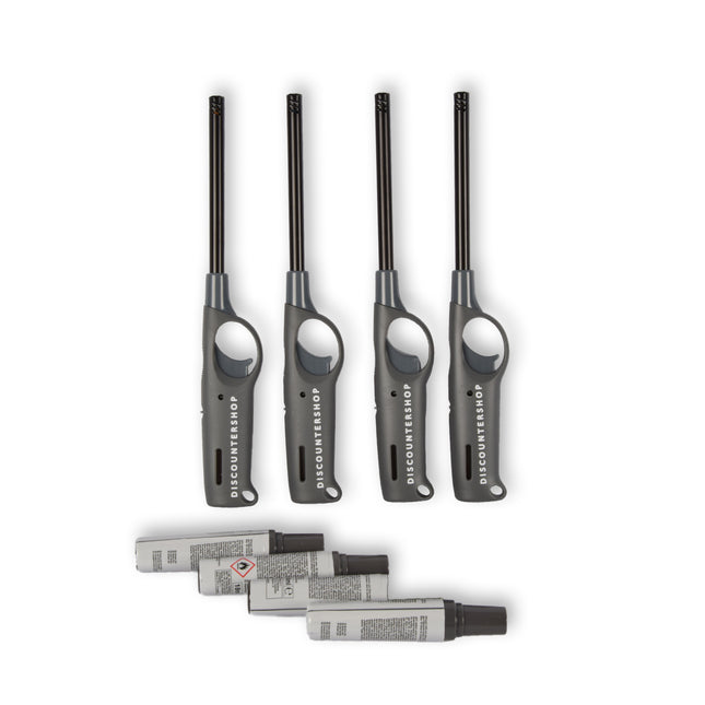 4 stuks | Aansteker | Navulbare aansteker | kunststof/metaaal | Gasaansteker | incl.navuling 18ml | bbq starter elektrisch | 27cm*4cm