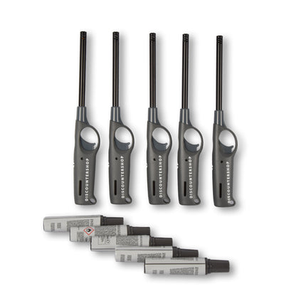 5 stuks | Aansteker | Navulbare aansteker | kunststof/metaaal | Gasaansteker | incl.navuling 18ml | bbq starter elektrisch | 27cm*4cm