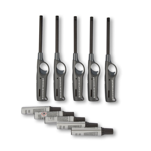 5 stuks | Aansteker | Navulbare aansteker | kunststof/metaaal | Gasaansteker | incl.navuling 18ml | bbq starter elektrisch | 27cm*4cm