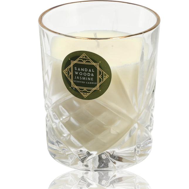 Luxe Kaarsen in Glas - Geurkaars Vanille & Sandalwood - 34 uur Brandduur - Romantische Kaarsen voor Woonkamer & Badkamer