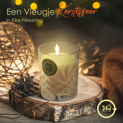 Luxe Kaarsen in Glas - Geurkaars Vanille & Sandalwood - 34 uur Brandduur - Romantische Kaarsen voor Woonkamer & Badkamer