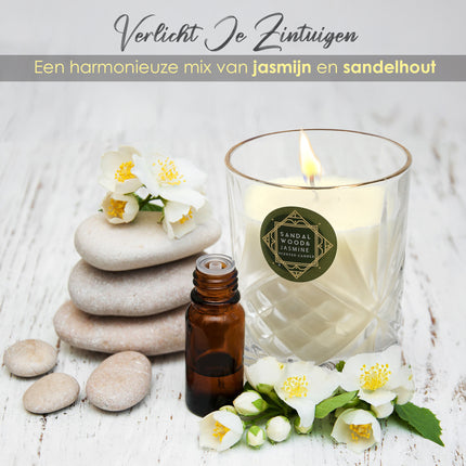 Luxe Kaarsen in Glas - Geurkaars Vanille & Sandalwood - 34 uur Brandduur - Romantische Kaarsen voor Woonkamer & Badkamer