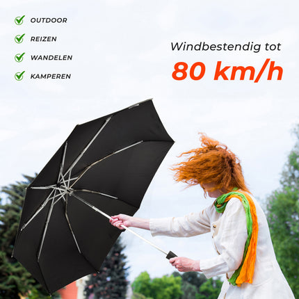 2x Opvouwbare paraplu in Zwart - Polyester en Aluminium - Stormparaplu - Lengte 61.5cm - Diameter. 97cm
