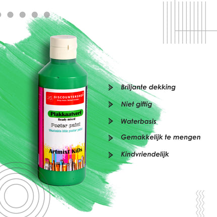 Premium Groen Plakkaatverf Set | 2x | Elk 250 ml | Veelzijdig Gebruik op Hout Papier Karton Steen Gips Metaal Plastic | Voor Creatieve Meesterwerk | Diepe  Ondoorzichtige Kleur | Direct Klaar voor Gebruik 