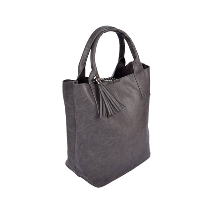 Trendy Grijze Schoudertas voor Dames - Enrico Benetti - PU Materiaal - 1 Vak inclusief Kleine Portemonnee - 41cmx20cmx34cm