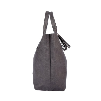 Trendy Grijze Schoudertas voor Dames - Enrico Benetti - PU Materiaal - 1 Vak inclusief Kleine Portemonnee - 41cmx20cmx34cm