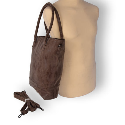Stijlvolle Bruine Schoudertas Dames met Kleine Portemonnee - Bicky Bernard - Polyester - 35x10x39cm - 13.6L - 3 Vakken