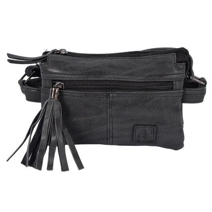 Stijlvolle Compacte Zwarte Crossbody- en Schoudertas 18cm x 6cm x 12cm - met 4 Vakken, 8 Creditcardvakjes, en 1 Ritsvak - Bicky Bernard | Trendy Accessoire