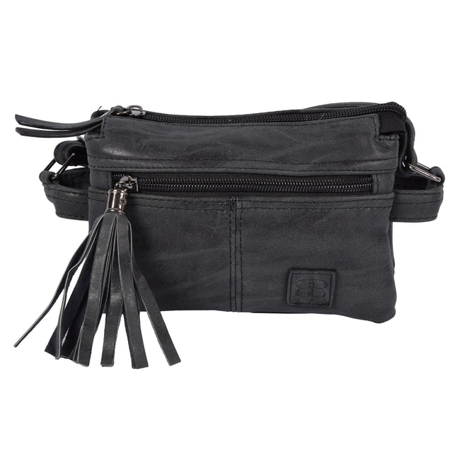 Stijlvolle Compacte Zwarte Crossbody- en Schoudertas 18cm x 6cm x 12cm - met 4 Vakken, 8 Creditcardvakjes, en 1 Ritsvak - Bicky Bernard | Trendy Accessoire