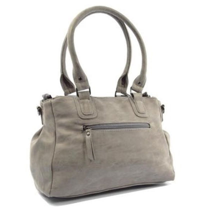 Bicky Bernard Omhang Schoudertas Ritsvakjes Trendy Tas - Cognac - Grijs