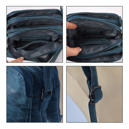 Navy Crossbodytas met Handige Creditcardhouder - Bicky Bernard - 19.5x13x15.5cm - Lichtgewicht - Inclusief 6 Vakken, 7 Creditcardvakjes en 1 Ritssluiting