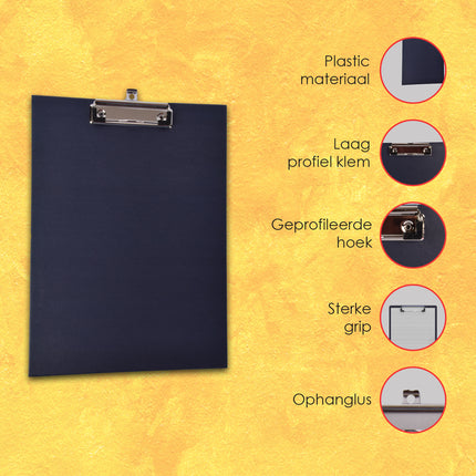 Waterdicht Klembord in Navy voor Studenten en Kinderen - 23.5cmx32cm - Handig voor Kinderen