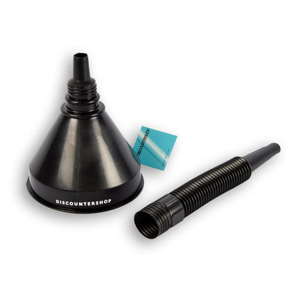 3x Zwarte Trechterset | 2-in-1 flexibel | met uitneembaar filter |  geschikt voor olie en brandstof | 17cm*14cm 