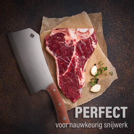 Robuust RVS en Houten Keukenbijl Hakmes - 1 Stuks - Vleesmes - 400g - 8cm Breedte – Koksmes - 31cm Hoogte