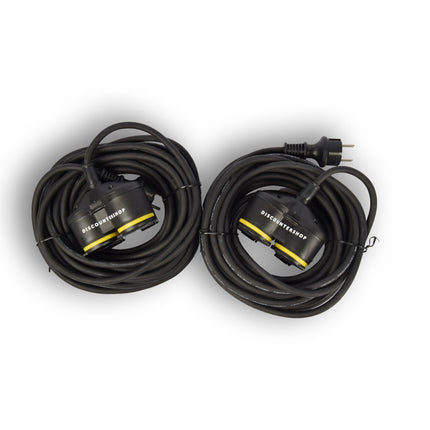 2x Verlengsnoer Neopreen Rubber voor buiten - 10 meter - met 2 Stekkeraansluiting  - Cable - 3G1.5MM²  - 1,5 cm dikte - 230 V
