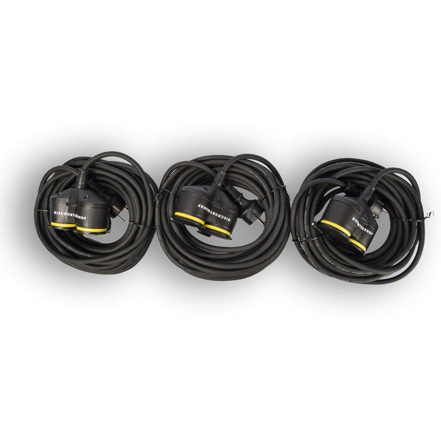 3x Verlengsnoer Neopreen Rubber voor buiten - 10 meter - met 2 Plug connection - Cable - 3G1.5MM²  - 1,5 cm dikte - 230 V