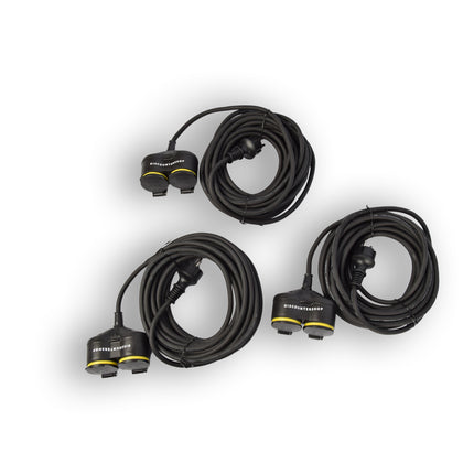 3x Verlengsnoer Neopreen Rubber voor buiten - 10 meter - met 2 Plug connection - Cable - 3G1.5MM²  - 1,5 cm dikte - 230 V
