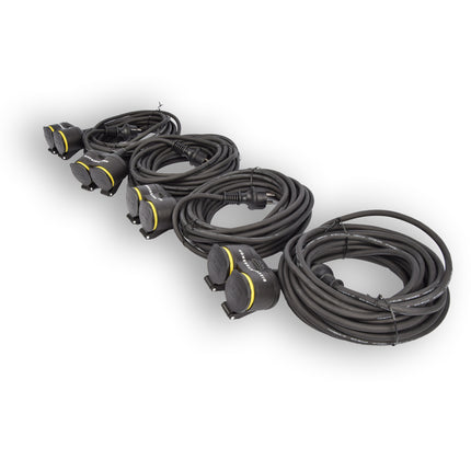 4x Verlengsnoer Neopreen Rubber voor buiten - 10 meter - met 2 Plug connection - Cable - 3G1.5MM²  - 1,5 cm dikte - 230 V