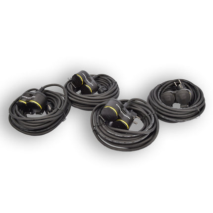 4x Verlengsnoer Neopreen Rubber voor buiten - 10 meter - met 2 Plug connection - Cable - 3G1.5MM²  - 1,5 cm dikte - 230 V