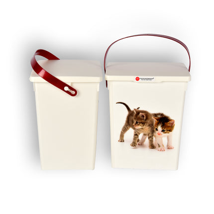 2 stuks | Voerbak kat | Katten voercontainer | 4 liter | kunststof | Voedselcontainer | 16.5cm*26.5cm*13.5cm