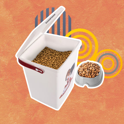 Hondenvoer Opbergbox | Wit | 23.5cm x 19cm x 22cm | Voercontainer hond | 4 Liter | Luchtdicht
