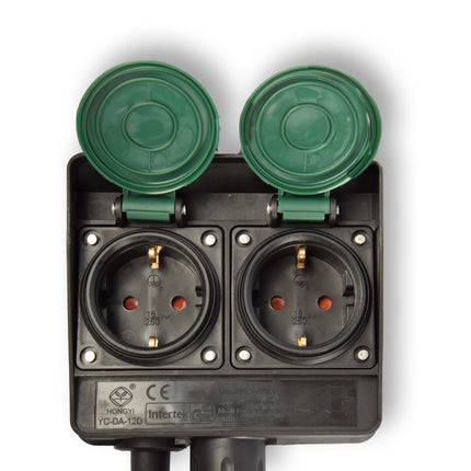 2x | Tuinstopcontact | Buitenstopcontact | 230V | IP44 | Kabellengte: 1,5 m | Waterbestendig | Tuinverlichting | Tuincontactdoos | Tuinspies | 38cm*12cm6.5cm