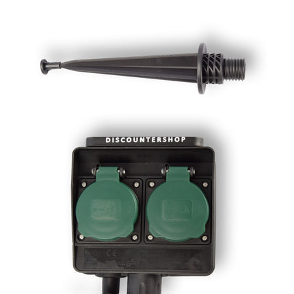 2x | Tuinstopcontact | Buitenstopcontact | 230V | IP44 | Kabellengte: 1,5 m | Waterbestendig | Tuinverlichting | Tuincontactdoos | Tuinspies | 38cm*12cm6.5cm
