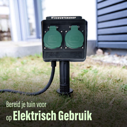 2x | Tuinstopcontact | Buitenstopcontact | 230V | IP44 | Kabellengte: 1,5 m | Waterbestendig | Tuinverlichting | Tuincontactdoos | Tuinspies | 38cm*12cm6.5cm