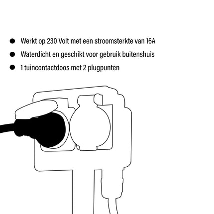 2x | Tuinstopcontact | Buitenstopcontact | 230V | IP44 | Kabellengte: 1,5 m | Waterbestendig | Tuinverlichting | Tuincontactdoos | Tuinspies | 38cm*12cm6.5cm