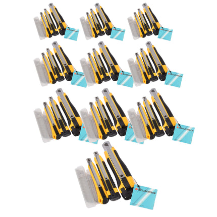 Afbreekmessen en Breekmessen Set - Volledig Snijgereedschap - Geel/Zwart - Lichtgewicht - Set van 10