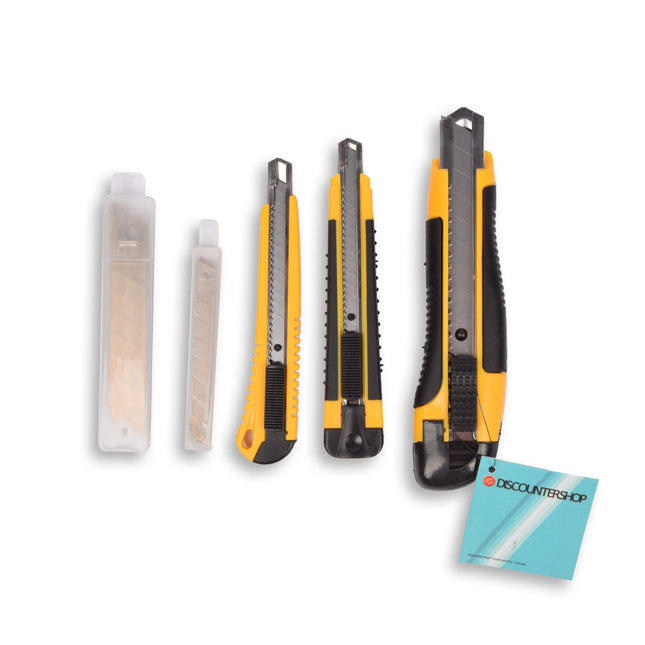 Handige Afbreekmessen Set - Breekmessen en Mesjes - Geel/Zwart - Snijgereedschap 