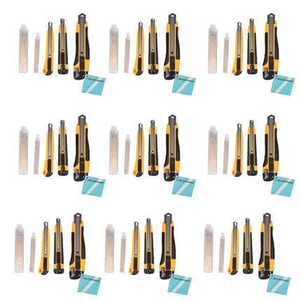 Complete Snijgereedschapset: 9-set Afbreekmessen en Breekmessen - Geel/Zwart - 1890g