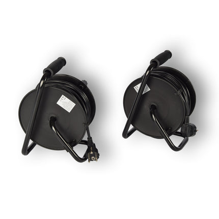 2 Stuks Kabelhaspel & Kabeloproller Set - Plastic Zwart, 15 Meter Kabel, Max 2300W | Kabeltrommel & Kabelrol, 3G1.0MM2-Cabel, 18cm x 12cm x 24.5cm