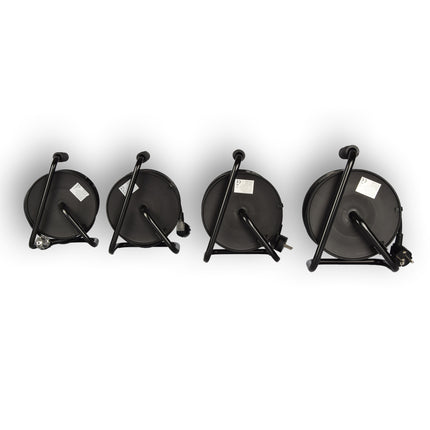 4 Stuks Kabelhaspel & Kabeloproller Set - Plastic Zwart, 15 Meter Kabel, Max 2300W | Kabeltrommel & Kabelrol, 3G1.0MM2-Cabel, 18cm x 12cm x 24.5cm