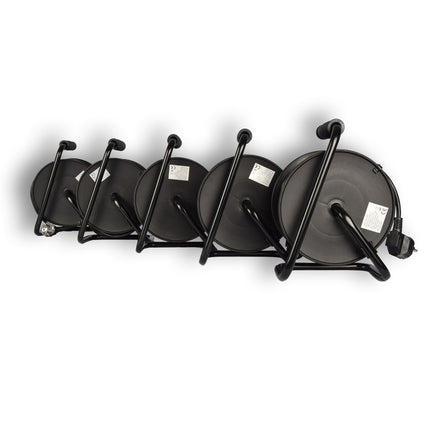 5 Stuks Kabelhaspel & Kabeloproller Set - Plastic Zwart, 15 Meter Kabel, Max 2300W | Kabeltrommel & Kabelrol, 3G1.0MM2-Cabel, 18cm x 12cm x 24.5cm