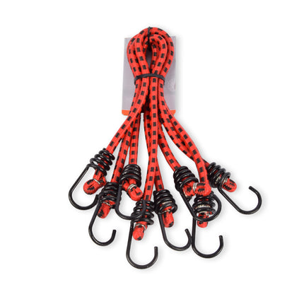 Rode Spinbinder Set - Elastiek, Metaal, Rubber - Lengte:45cm - Snelbinders voor Bagage - 4 stuks