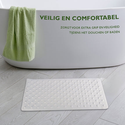 Badmat | Antislipmat | Douchemat | Wit | Wasbar | Badkamer Accessoires | Rubber | 37cm*82cm 