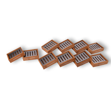 Bamboe Zeephouders voor Badkamer - Luxe Set van 10 - Lichtbruin - Zeepdispenser - 13cm x 10.5cm x 3cm