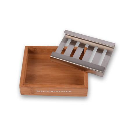 Bamboe Zeephouders voor Badkamer - Luxe Set van 10 - Lichtbruin - Zeepdispenser - 13cm x 10.5cm x 3cm