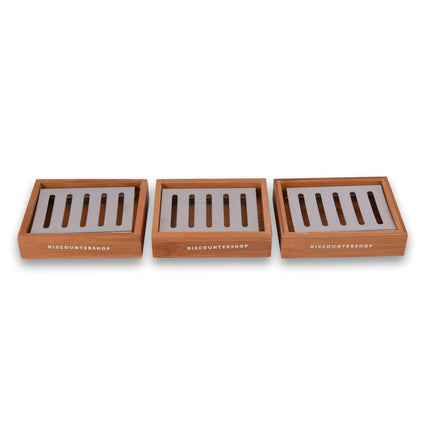 3x Lichtbruine Bamboe Zeephouder voor Badkamer - Slechts 520g - Zeepdispenser - 13cm x 10.5cm x 3cm