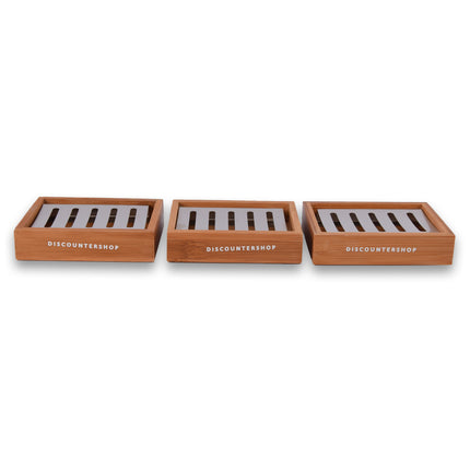 3x Lichtbruine Bamboe Zeephouder voor Badkamer - Slechts 520g - Zeepdispenser - 13cm x 10.5cm x 3cm