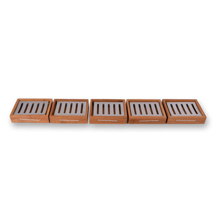5x Luxe Bamboe Zeephouder voor Badkamer - Lichtbruin - Slechts 750g - Zeepdispenser - 13cm x 10.5cm x 3cm