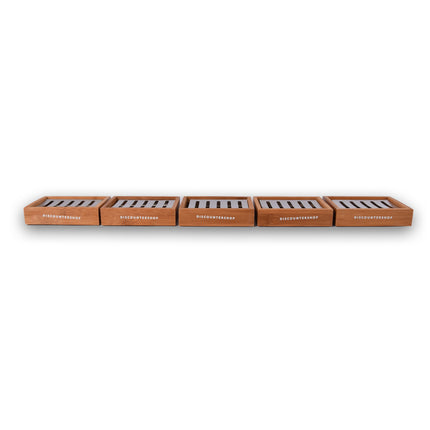 5x Luxe Bamboe Zeephouder voor Badkamer - Lichtbruin - Slechts 750g - Zeepdispenser - 13cm x 10.5cm x 3cm