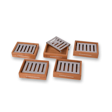 5x Luxe Bamboe Zeephouder voor Badkamer - Lichtbruin - Slechts 750g - Zeepdispenser - 13cm x 10.5cm x 3cm