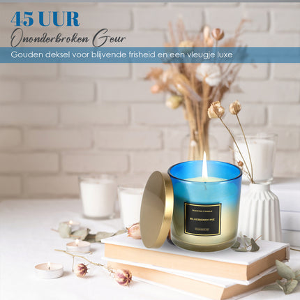 Luxe Geurkaarsen - 45 uur Brandduur - Bosbessen Taart Geurkaarsen in Glas - Perfecte Romantische Cadeau voor Haar