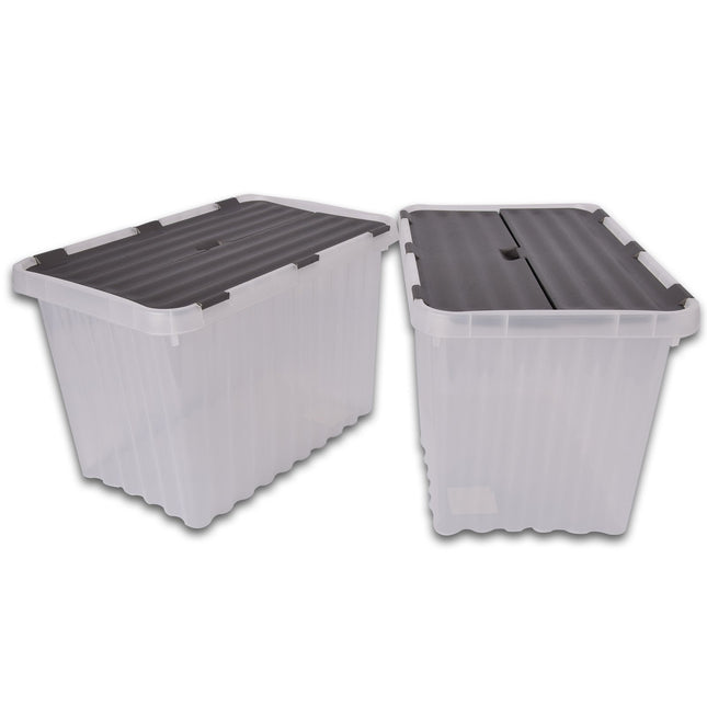 Opbergbox | 42x30 | Stapelbare opbergbox | Diepte:28.5cm | Set van 2 | 25 Liter | Transparant en Waterdicht