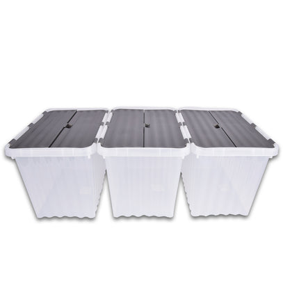 Opbergbox | Set van 3 | met Deksel | Transparant | Stapelbare opbergbox | 25 Liter | Waterdicht