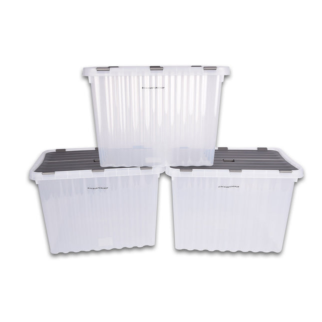 Opbergbox | Set van 3 | met Deksel | Transparant | Stapelbare opbergbox | 25 Liter | Waterdicht